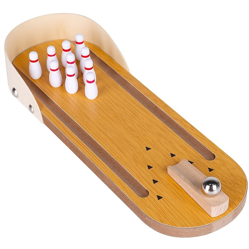 Table Top Mini Bowling Game Set-Tabletop Wooden Board Mini Arcade Desktop Tiny Bowling Shooting Alley Office Desk Stress Relief Gadgets Small Finger Toys Gag Gifts For MenWomen Kids Teens Boys