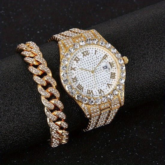 Gold Watch+Bracelet