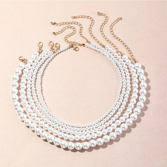 Imitation Pearl Choker Chain Goth Collar For Women