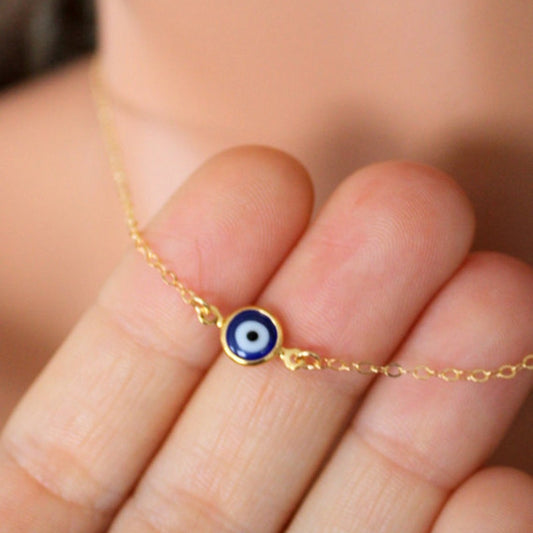 Turkish Evil Eye Thin Pendant Necklaces For Women