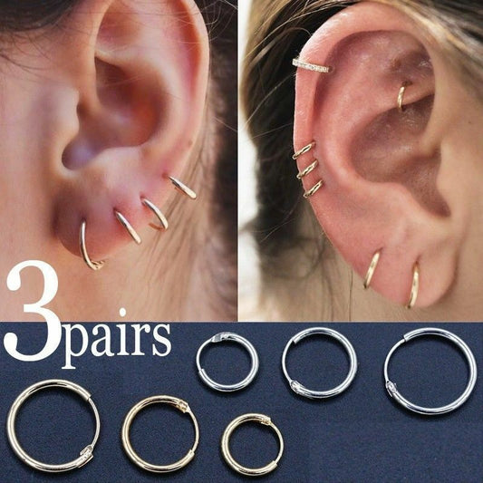3 Size Small Hoop Earrings For Women
