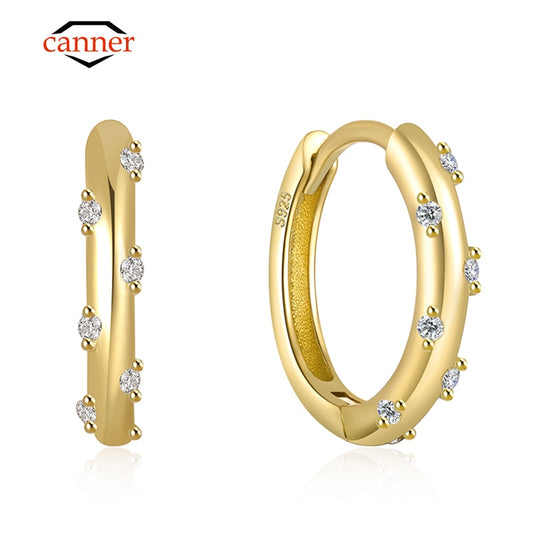 CANNER 925 Sterling Silver Glossy Hoop Earrings Gold Color