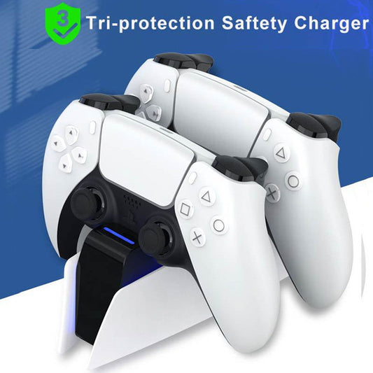 White Wireless Controller Charger Two Ports Durable Abs Type-c