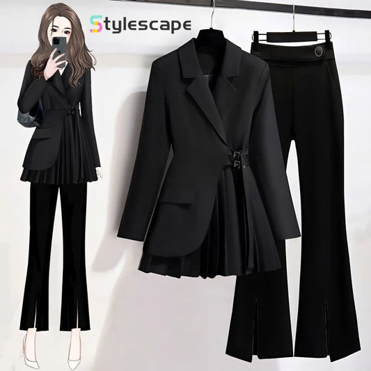 Large Women's Clothing Autumn 2024 New Fashion Versatile Temperament Suit Jacket Casual Pants Temperament Two-piece Set