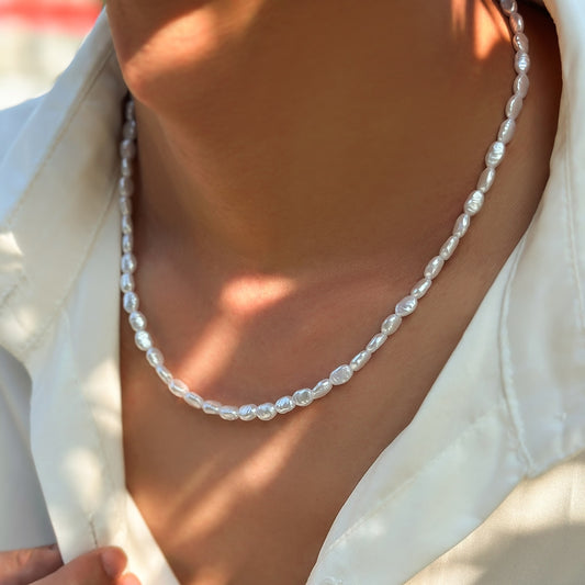 Baroque Imitation Pearl Chain Choker Necklace Elegant