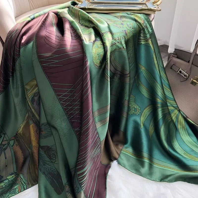 Spring 2022 New Large Kerchief 110 Elegant Silk Scarf Versatile Fashion Beach Scarf Silk Scarf Shawl Wholesale Fashion