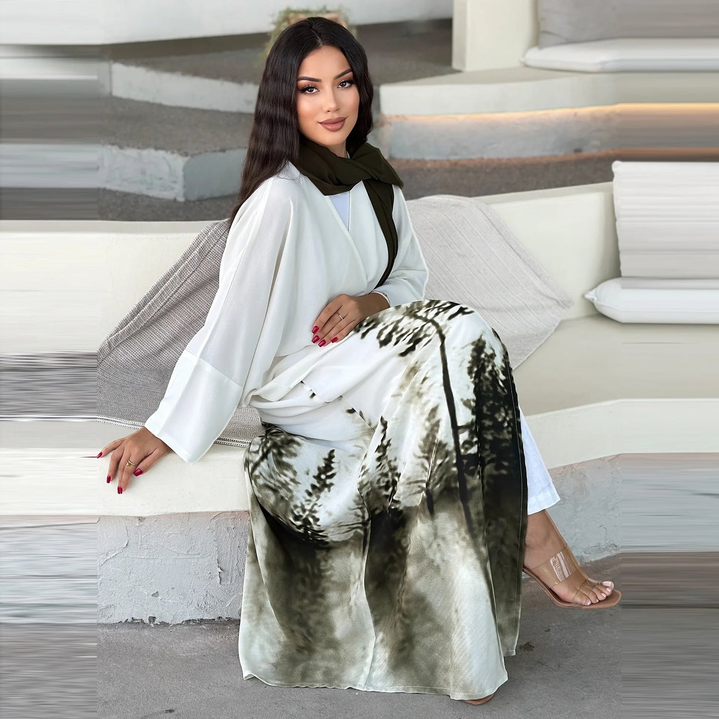 2024 Summer Open Abaya for Women Print Kimono Cardigan Dubai Turkey Kaftan Eid Ramadan Muslim Dress Caftan Marocain Femme Kebaya