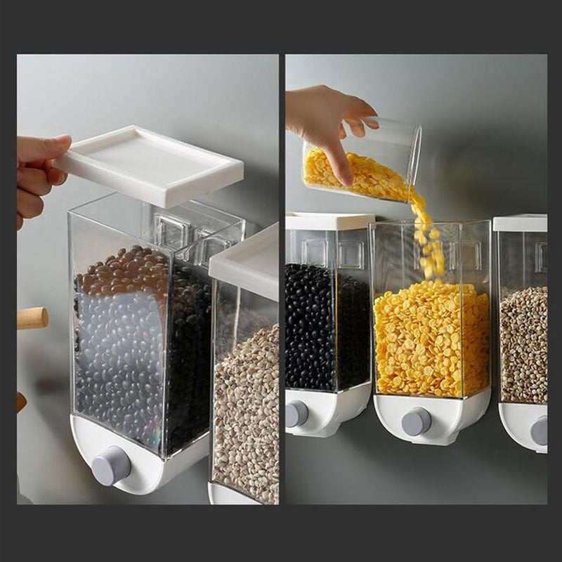 1000/1500 ml wandmontierter Presse-Getreidespender, Getreide-Reis-Aufbewahrungsbox