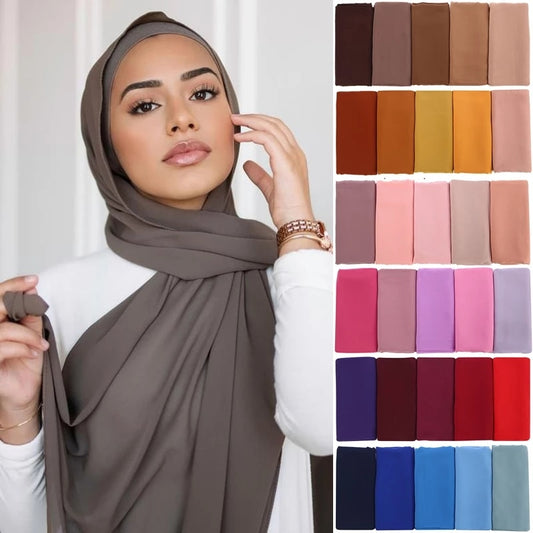 Muslim Chiffon Hijab Scarf Women Long Solid Color