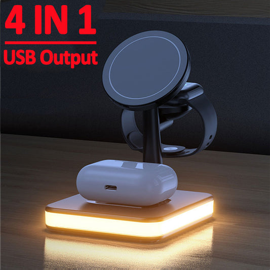15W 3 In 1 Magnetic Wireless Charger Stand Pad For iPhone