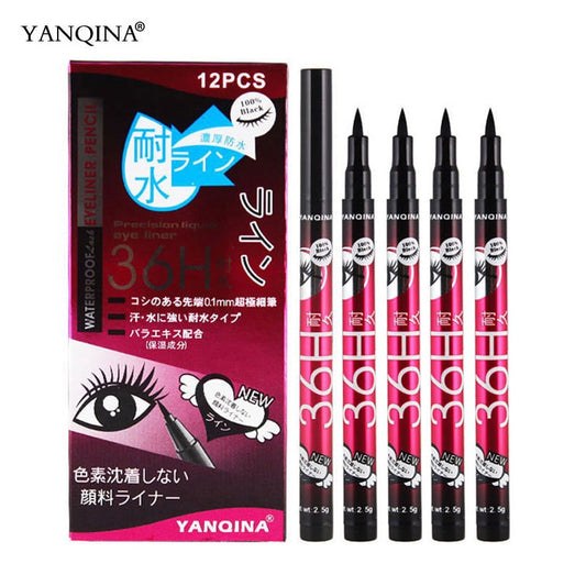12 stks/doos Waterdichte Eyeliner Pen Ogen Make-up