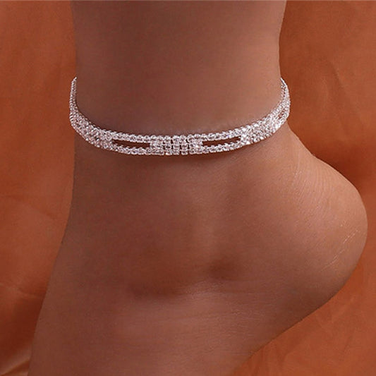 Crystal Cubic Zirconia Chain Women's Bracelet Anklet