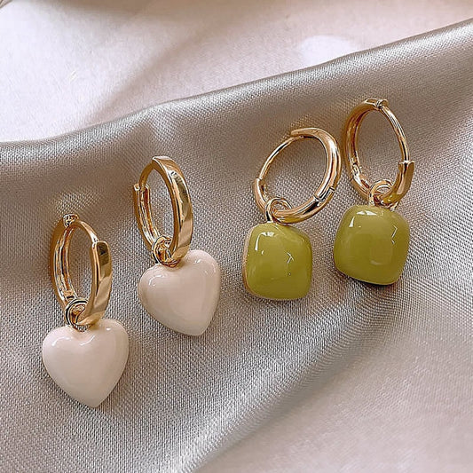 Arrival Korean Simple Temperament Geometric Love Square Dangle Earrings for Women