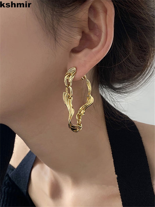 Geometric line stitching earrings for women