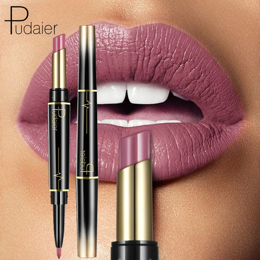 Pudaier Makeup 2 in 1 Matte Lipstick & Lip Liner Nude