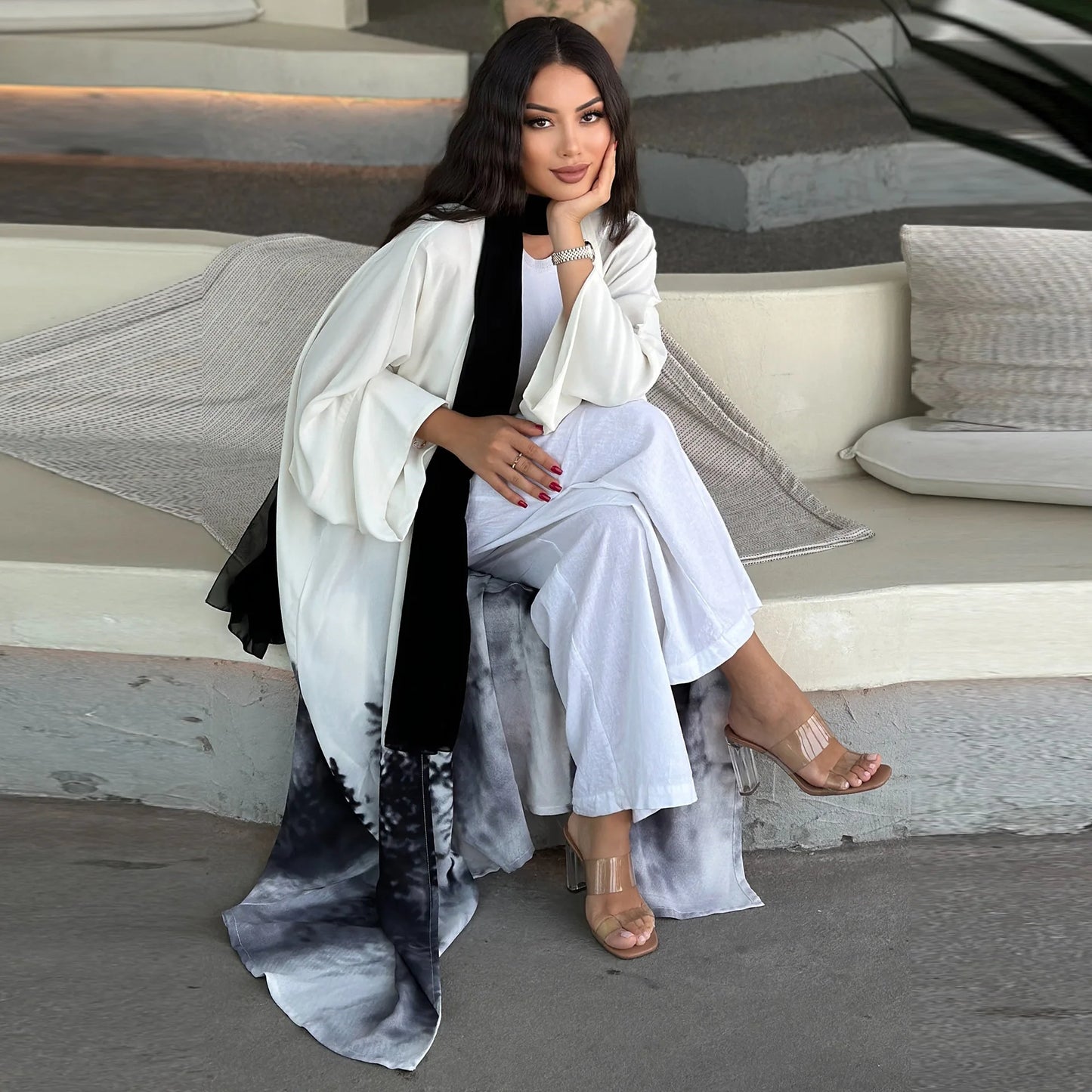 2024 Summer Open Abaya for Women Print Kimono Cardigan Dubai Turkey Kaftan Eid Ramadan Muslim Dress Caftan Marocain Femme Kebaya