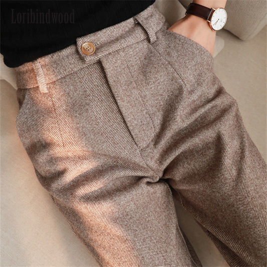 Woolen Pants Women's Harem Pencil Pants 2023
