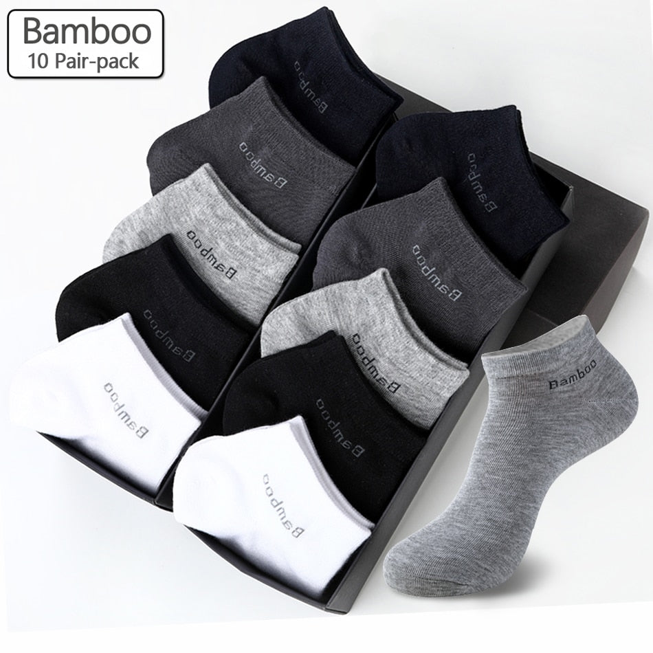 10 Paar/Packung Herren-Socken aus Bambusfaser, kurz, hochwertig