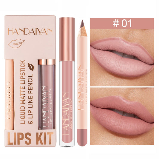 2023 New Matte Liquid Lipstick + Lip Liner Set Makeup Nude