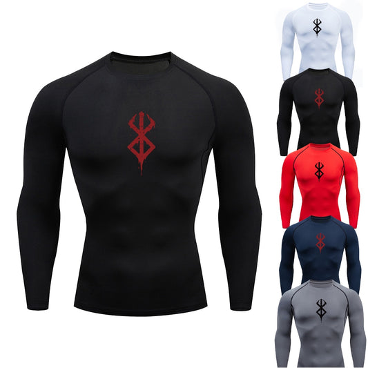 Men's Compression Tshirt Long Sleeve Anime Berserk Guts Sport