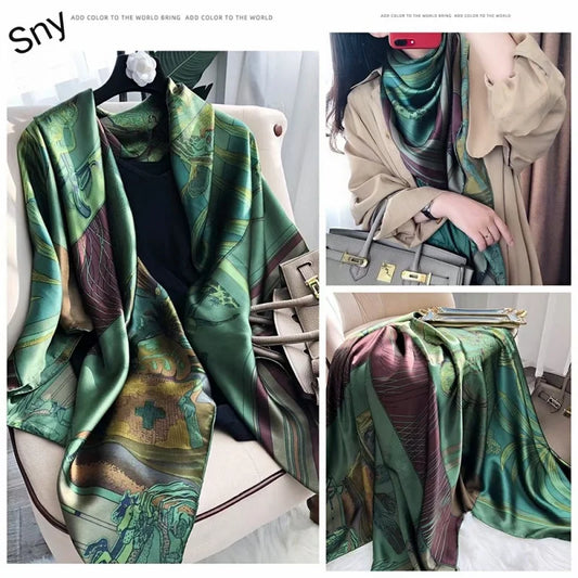 Spring 2022 New Large Kerchief 110 Elegant Silk Scarf Versatile Fashion Beach Scarf Silk Scarf Shawl Wholesale Fashion
