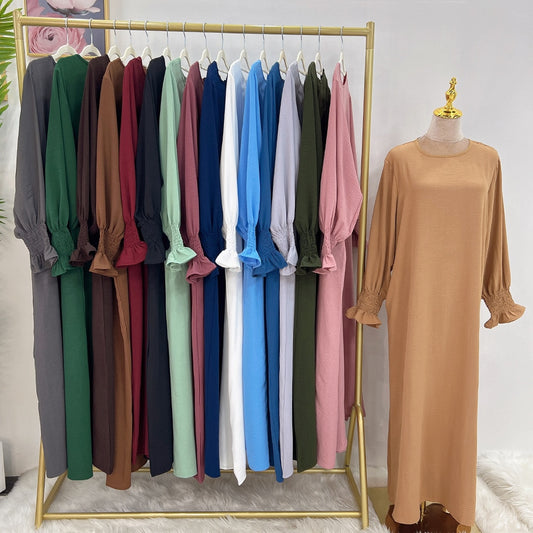 Prayer Dress Solid Color Jazz Crepe Dubai Turkish Muslim