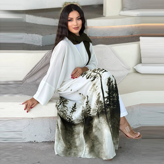 Printed Open Kimono Abayas for Women Muslim Dress Turkey Eid Ramadan Kaftan Dubai Djellaba Robe Islamic Clothing Kebaya Marocain