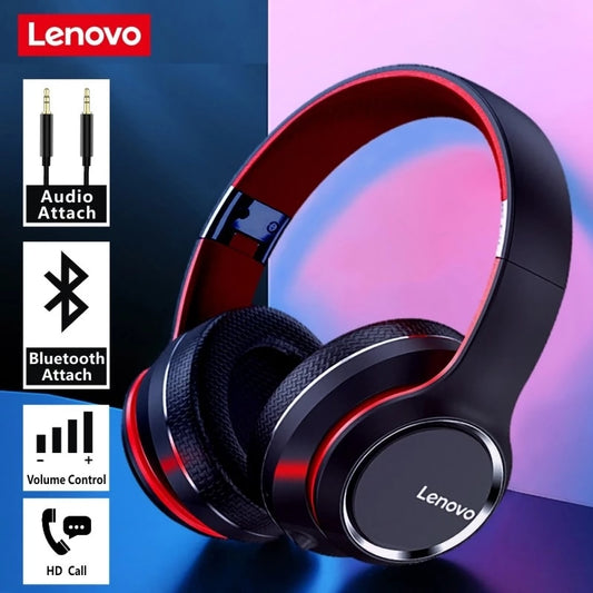 Lenovo HD200 Bluetooth-Kopfhörer, Over-Ear, faltbar, kabellose Computer-Kopfhörer, Geräuschunterdrückung, HiFi-Stereo-Gaming-Headset