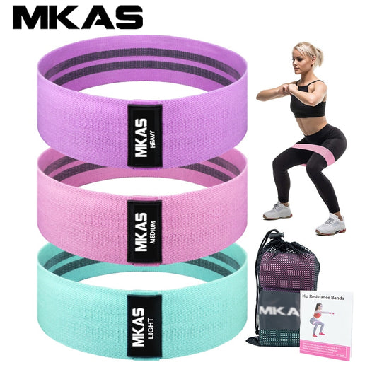 MKAS 3PCS Fitness Rubber Band Elastic Yoga Resistance Bands Set