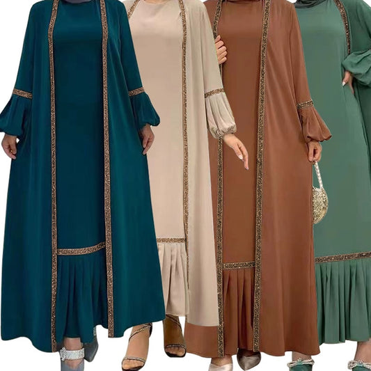 Eid Muslim Abaya Women Dress 2 Piece Set Prayer