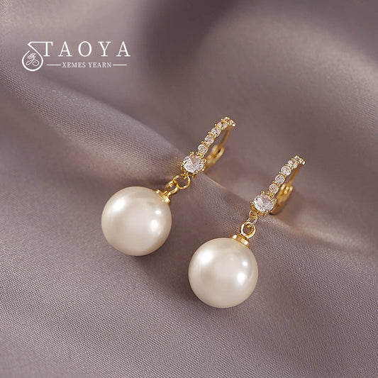 Elegant Lady's Pearl Pendant Earrings For Woman