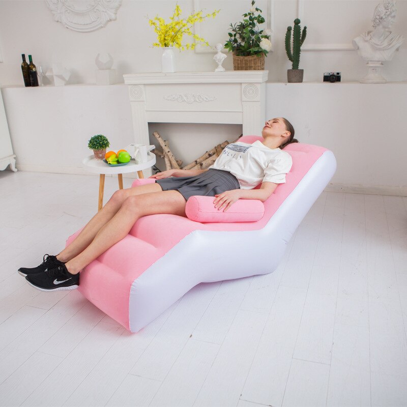 140cm Living Room S Shape Inflatable Sofa Chair Bed Portable
