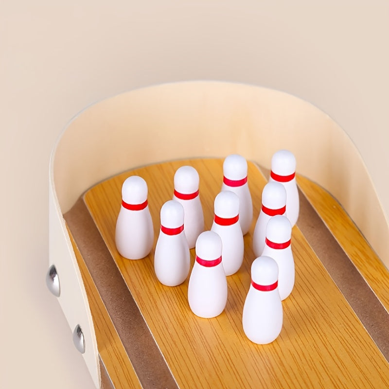 Table Top Mini Bowling Game Set-Tabletop Wooden Board Mini Arcade Desktop Tiny Bowling Shooting Alley Office Desk Stress Relief Gadgets Small Finger Toys Gag Gifts For MenWomen Kids Teens Boys