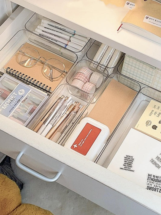 1 Stück transparente Schreibtisch-Aufbewahrungsbox für Schreibwaren